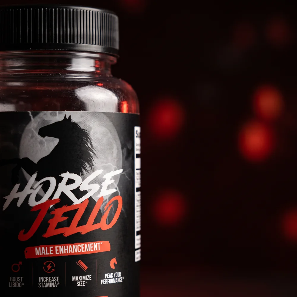 Horse Jello&reg; jar lit from behind